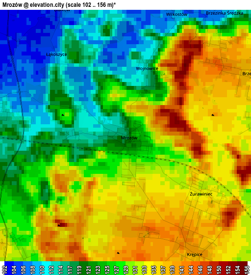 Mrozów elevation map