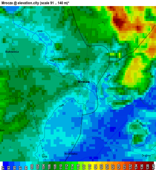 Mrocza elevation map