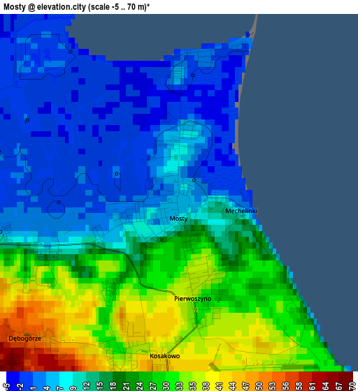 Mosty elevation map