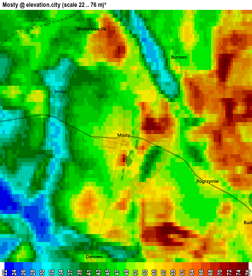 Mosty elevation map