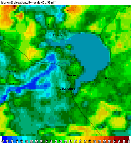 Moryń elevation map