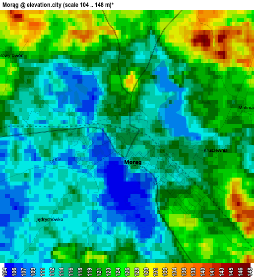 Morąg elevation map