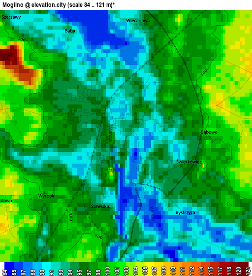 Mogilno elevation map