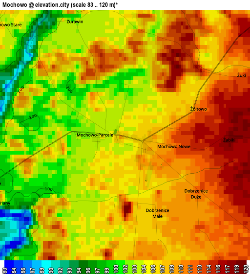 Mochowo elevation map