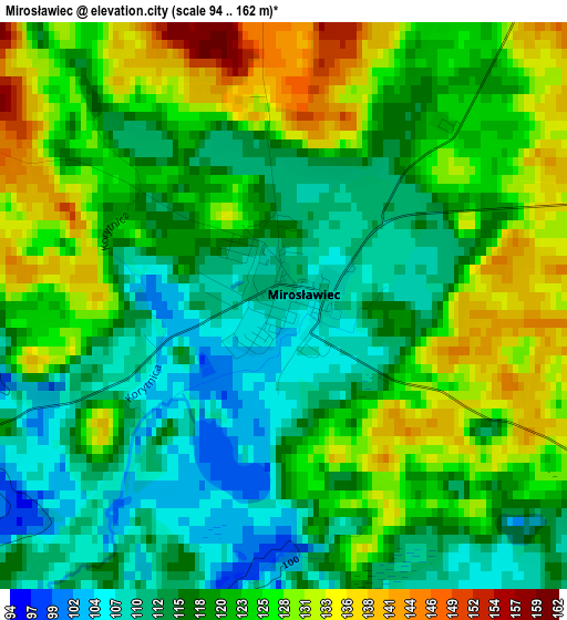 Mirosławiec elevation map