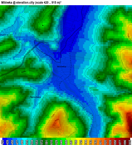 Milówka elevation map