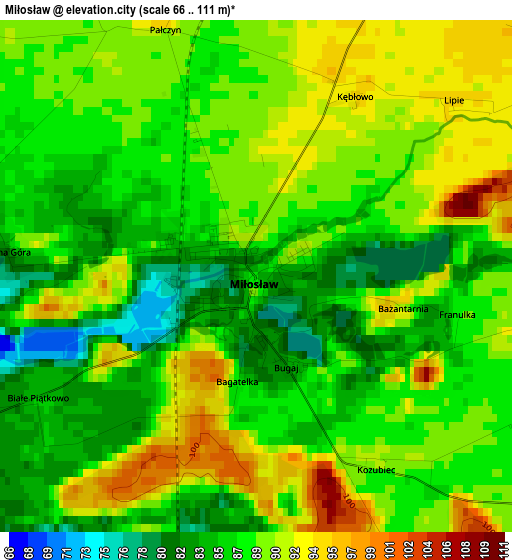 Miłosław elevation map