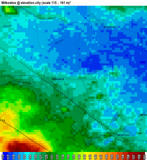 Miłkowice elevation map