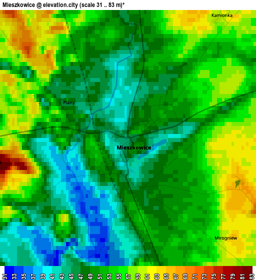 Mieszkowice elevation map