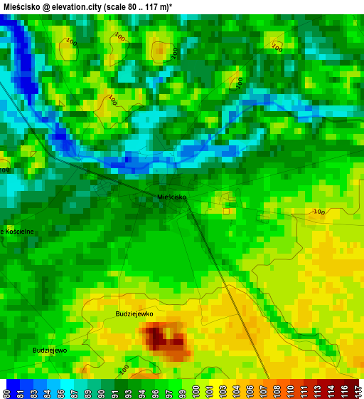 Mieścisko elevation map