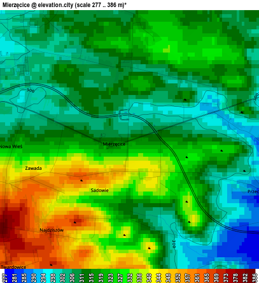 Mierzęcice elevation map