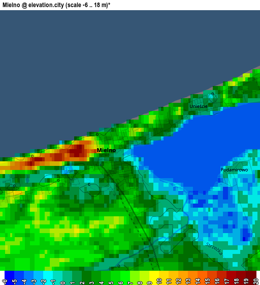 Mielno elevation map