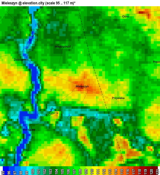 Mieleszyn elevation map