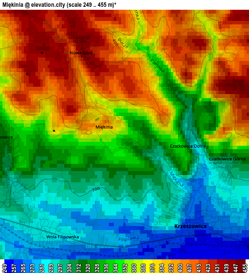 Miękinia elevation map