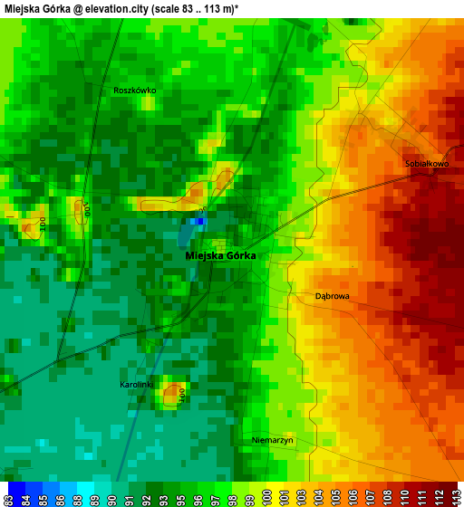 Miejska Górka elevation map