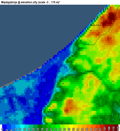 Międzyzdroje elevation map