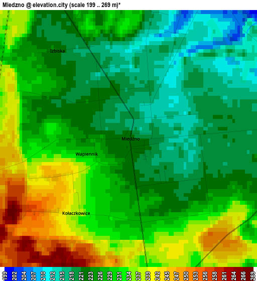 Miedzno elevation map