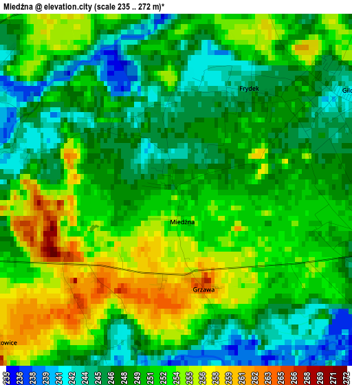 Miedźna elevation map