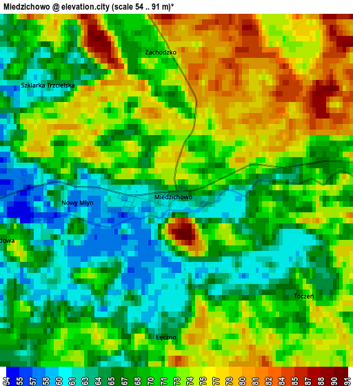 Miedzichowo elevation map