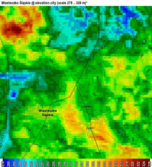 Miasteczko Śląskie elevation map