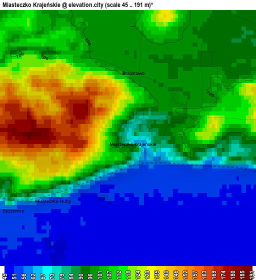 Miasteczko Krajeńskie elevation map