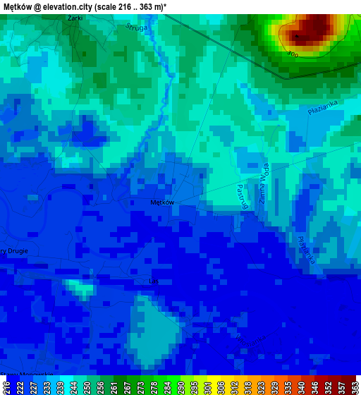 Mętków elevation map