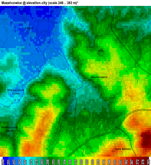 Mazańcowice elevation map