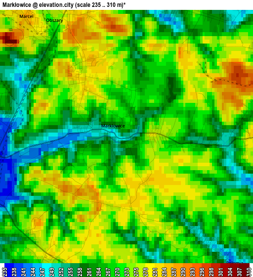 Markłowice elevation map