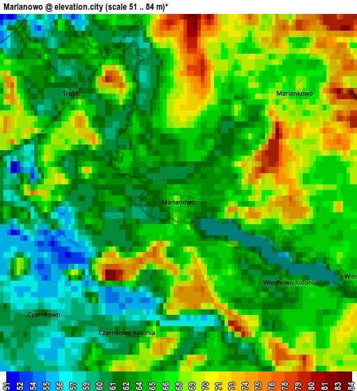 Marianowo elevation map