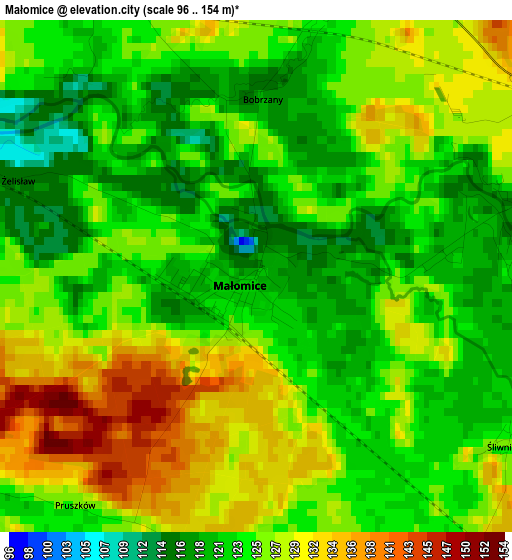 Małomice elevation map