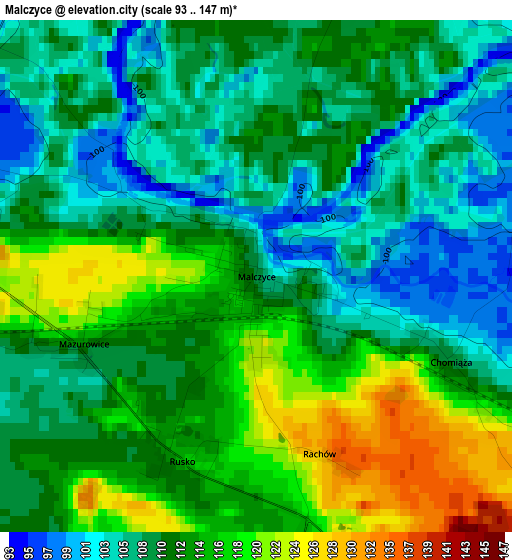 Malczyce elevation map