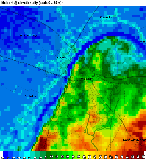 Malbork elevation map