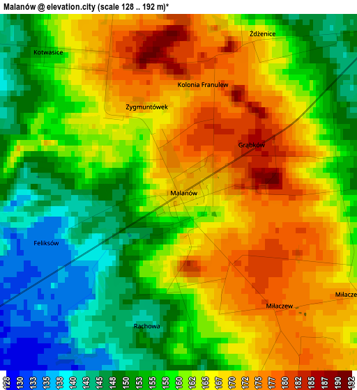 Malanów elevation map