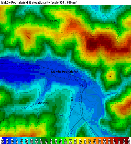 Maków Podhalański elevation map