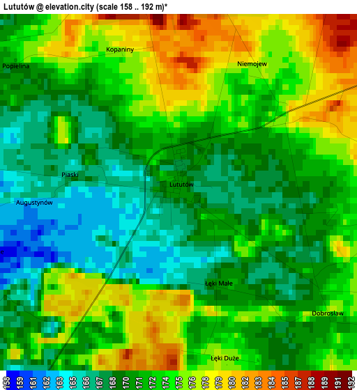 Lututów elevation map