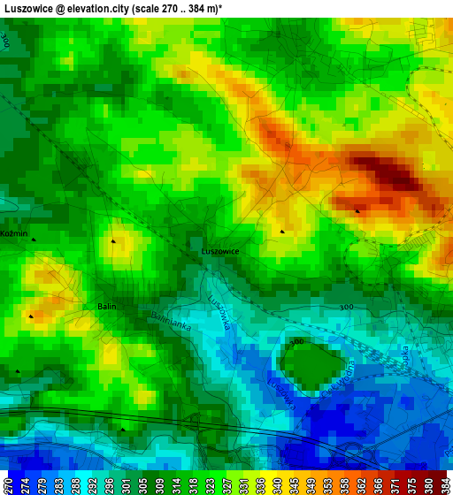 Luszowice elevation map