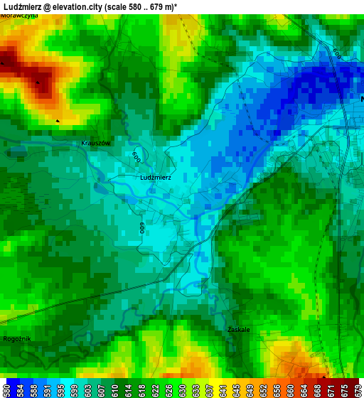 Ludźmierz elevation map