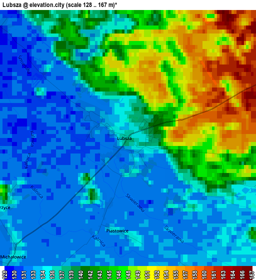 Lubsza elevation map