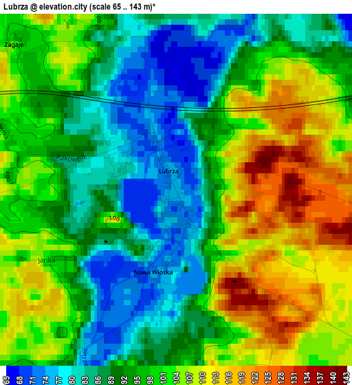 Lubrza elevation map