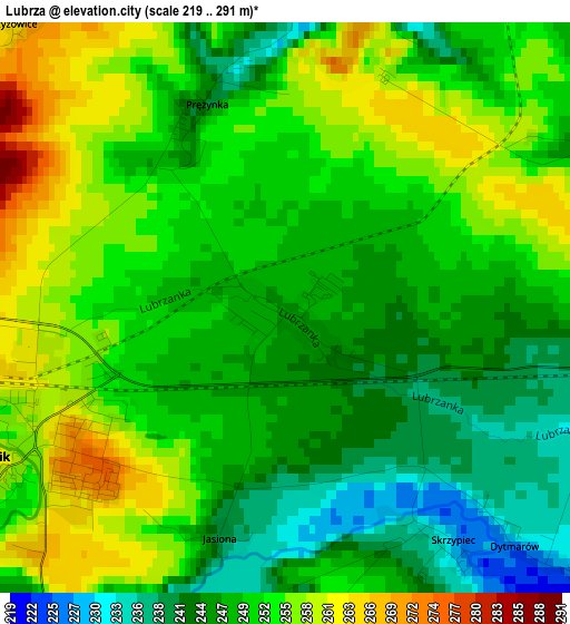 Lubrza elevation map