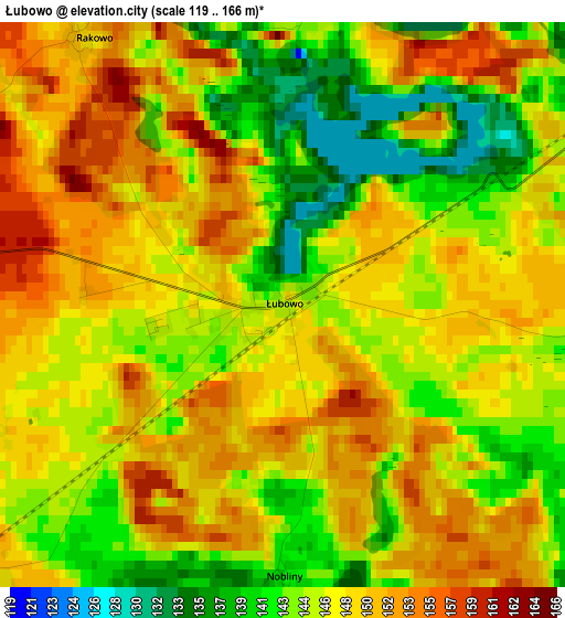 Łubowo elevation map