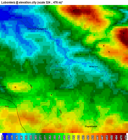 Lubomierz elevation map