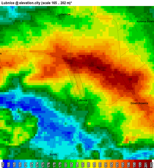 Łubnice elevation map