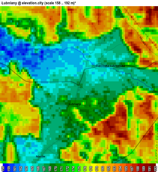 Łubniany elevation map