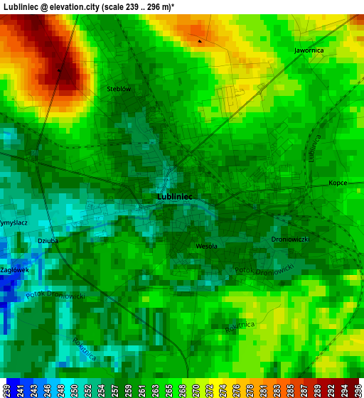 Lubliniec elevation map