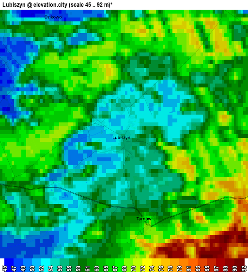 Lubiszyn elevation map