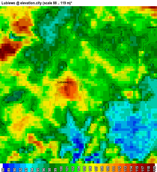 Lubiewo elevation map