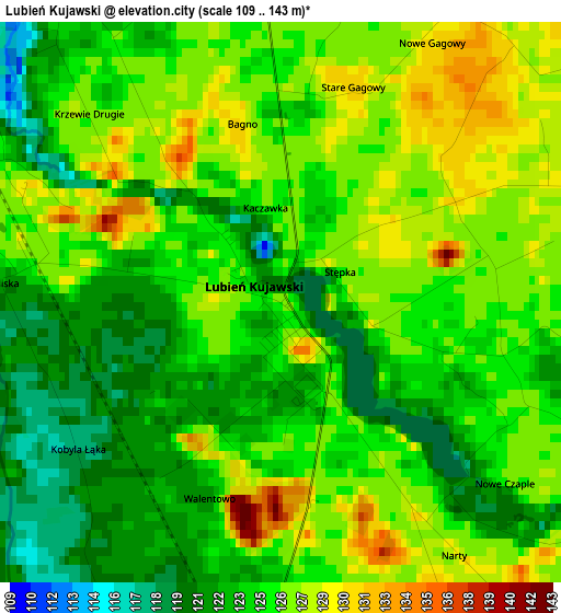 Lubień Kujawski elevation map