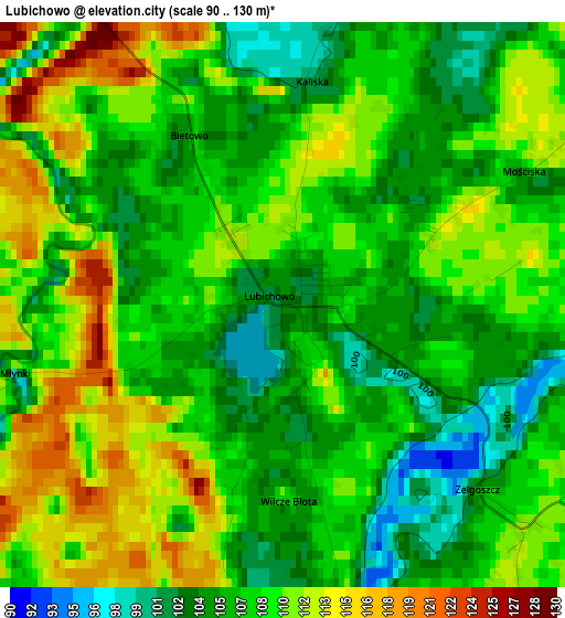 Lubichowo elevation map