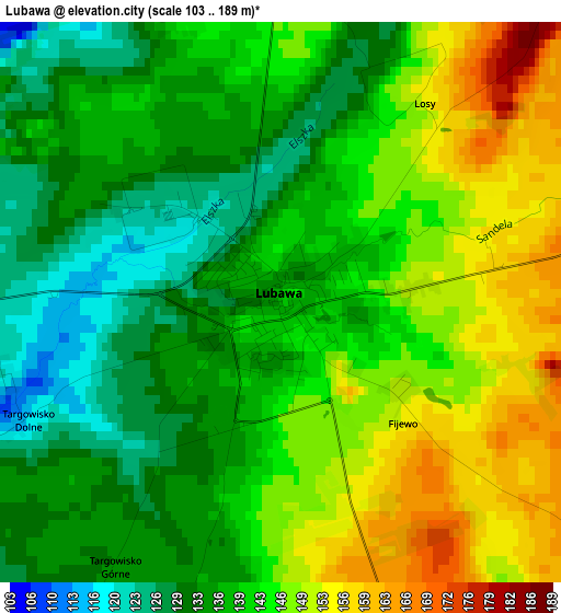 Lubawa elevation map